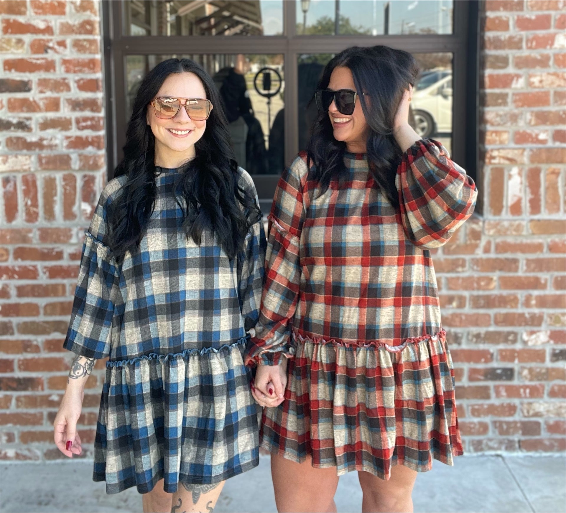 long sleeve ruffle bottom dress White Ruffle Long Sleeve Dress White (Without Plaid) / L