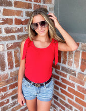 Load image into Gallery viewer, Ribbed Scoop Neck Cropped Knot Shoulder Tank *2 COLORS*
