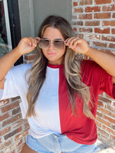 Load image into Gallery viewer, Game Day Split Color Knit Top
