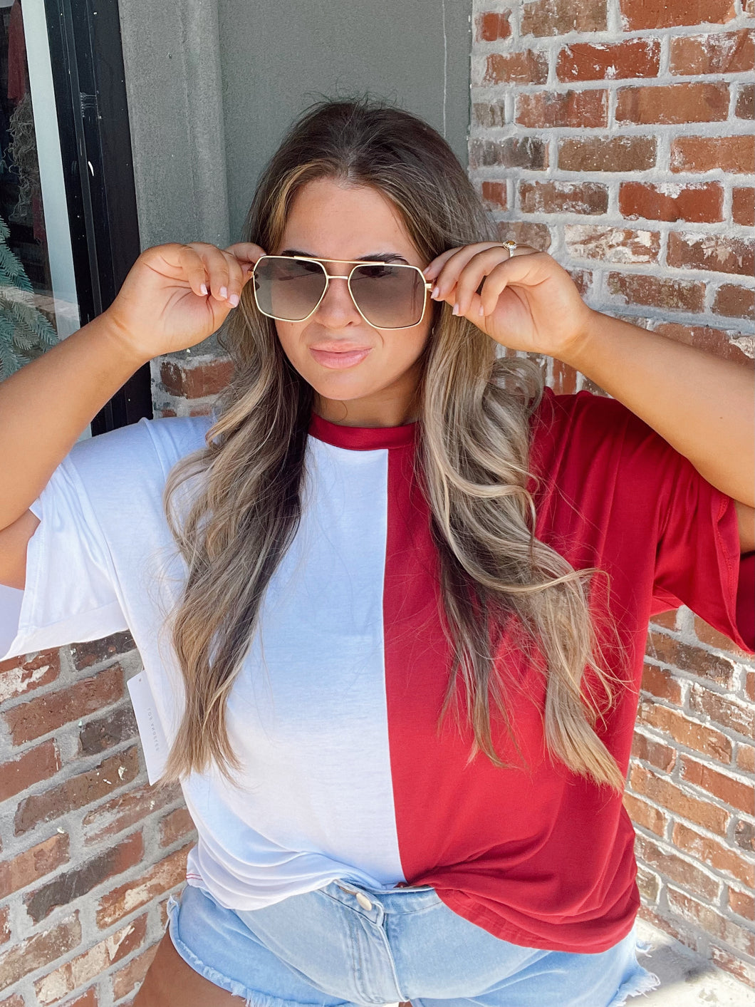 Game Day Split Color Knit Top