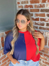 Load image into Gallery viewer, Game Day Split Color Knit Top
