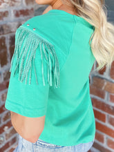 Load image into Gallery viewer, French Terry Studded Fringe Top
